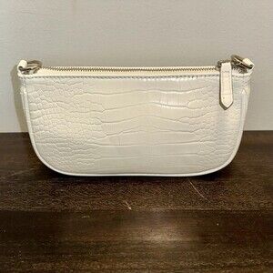 White Faux Croc Leather  Shoulder Bag Purse